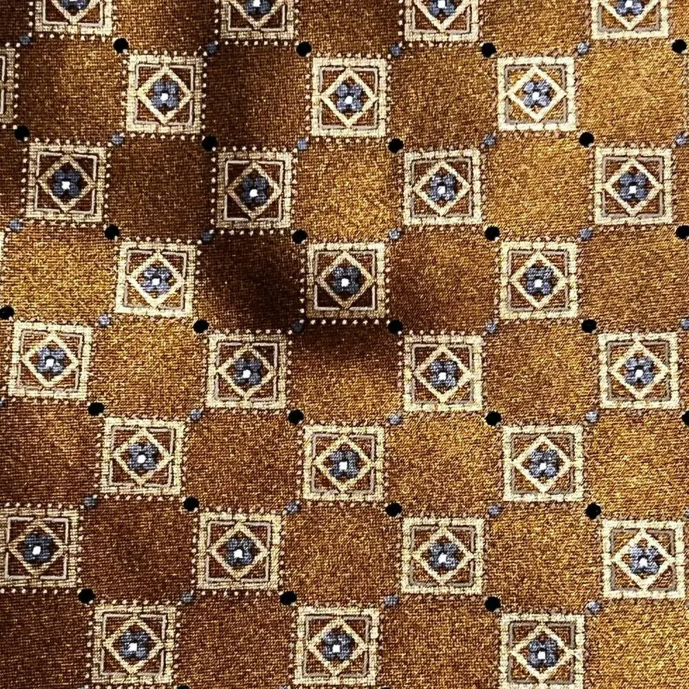 Joseph & Feiss Gold Geo Pattern 100% Silk Men's Tie
